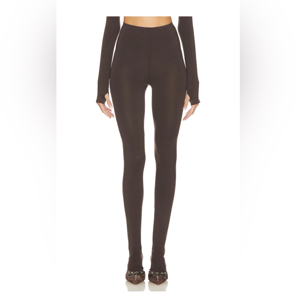 NWT Norma Kamali Chocolate Brown Leggings with Footie XXS